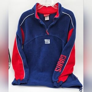 Vintage New York Giants Reebok Blue & Red Men's 1/4 Zip 2 Pocket Pullover Size M